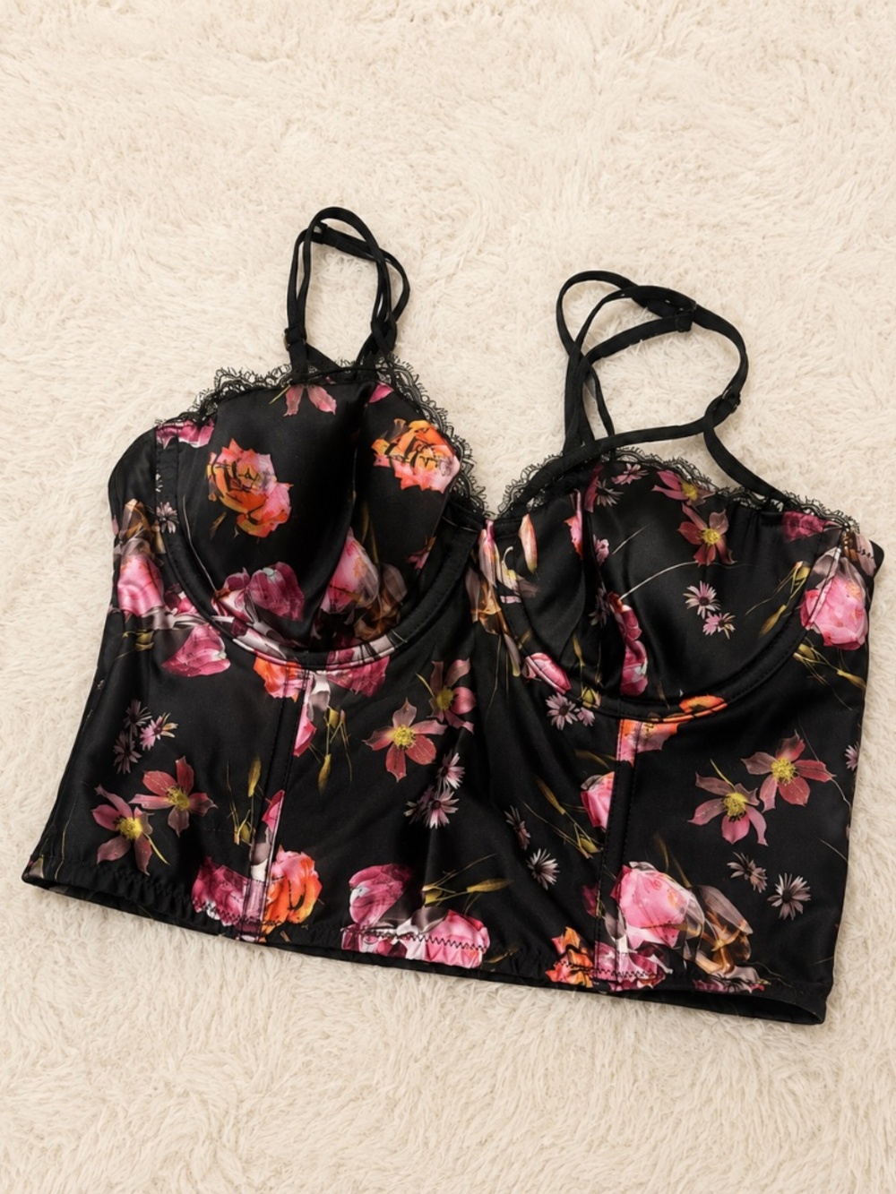 Victoria’s Secret Floral Satin Corset Bustier Top